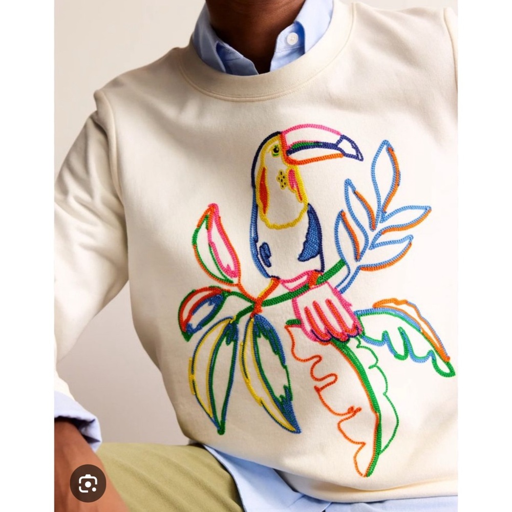 NWT! Boden Hannah embroidered toucan sweatshirt, size small